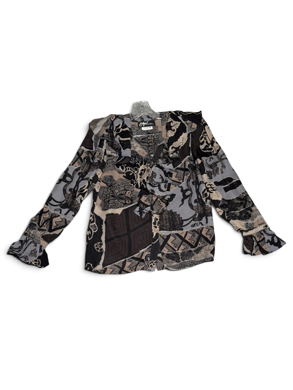 Vintage Peter Nygard Women's Silk Abstract Patterned Blouse Size 4